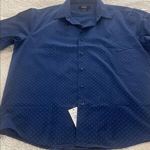 Jones New York Navy Blue Microdot Button-Down Shirt